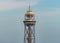 BARCELONA, SPAIN - March 12, 2019: Aerial view of funicular tower in Barcelona city