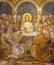 BARCELONA, SPAIN - MARCH 2, 2020: The modern fresco of Last supper in the church Parroquia Santa Teresa de `Infant Jesus