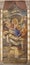 BARCELONA, SPAIN - MARCH 3, 2020: The fresco of Deposition Pieta in the church Parroquia Santa Teresa de l`Infant Jesus by
