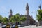 BARCELONA, SPAIN - MAY 15, 2017: View of the Correos building. The Sociedad Estatal de y Telegrafos, S.A., trading as Correos, is