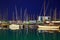 BARCELONA, SPAIN - MAY 16, 2017: View of the sailboats on the pier in center of Barcelona in evening time