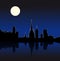 Barcelona Spain Night skyline vector illustration