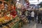Barcelona, Spain - November 28, 2015: Stands with Christmas gifts in Barcelona, Spain. Fira de Santa Llucia - Christmas market