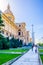 BARCELONA, SPAIN, OCTOBER 25,2014: People are passing in front of MNAC - Museu Nacional d\'Art de Catalunya in