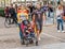 BARCELONA, SPAIN - OCTOBER 3, 2017: Family at the demonstration in Barcelona. Copy space for text.