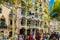 Barcelona, Spain, September 20, 2019. People walking near the  facade of the Casa Battlo also called the house of bones designed