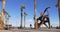 Barcelona sunny day beach panorama monument 4k spain