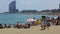 Barceloneta Beach and Hotel Vela in summer