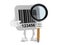 Barcode character with magnifying glass
