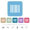 Barcode flat icons on color rounded square backgrounds