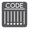 Barcode glyph icon, retail and strip, code sign, vector graphics, a solid pattern on a white background.