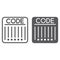 Barcode line and glyph icon, retail and strip, code sign, vector graphics, a linear pattern on a white background.