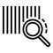 Barcode and magnifying glass icon, outline style