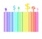 Barcode in rainbow colors with dollar money sign