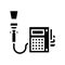 barcode scanner with pos terminal glyph icon vector illustration