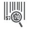 Barcode search glyph icon, logistic and delivery, order tracking sign vector graphics, a solid icon on a white