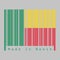 Barcode set the color of Benin flag, A horizontal bicolor of yellow and red with a green vertical band on grey background.