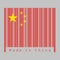 Barcode set the color of China flag, red yellow and star in white background