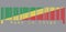 Barcode set the color of Congo flag, diagonal of green, yellow and red. text: Made in Congo.