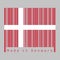 Barcode set the color of Denmark flag, red with a white Scandinavian cross that extends to the edges of the flag.