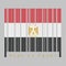 Barcode set the color of Egypt flag, red white black color with the Egyptian eagle of Saladin. text: Made in Egypt.