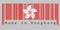 Barcode set the color of Hong kong flag, the red and white five petal Bauhinia blakeana flower, on grey background.