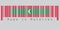 Barcode set the color of Maldives flag, green with red border and white crescent on center. text: Made in Maldives.