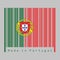 Barcode set the color of Portugal. flag, 2:3 vertically striped bicolor of green and red, with coat of arms of Portugal centred