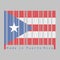 Barcode set the color of Puerto Rico flag, horizontal white and red bands with isosceles triangle based on the hoist side and