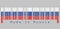 Barcode set the color of Russia flag, three equal horizontal fields of white blue and red with text: Made in Russia.