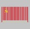 Barcode set the color of Soviet Union flag, a plain red flag with a golden hammer and sickle and a gold-bordered red star in its