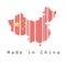 Barcode set the shape to China map outline and the color of China flag on white background with text: Made in China.