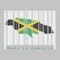 Barcode set the shape to Jamaica map outline and the color of Jamaica flag on white barcode with grey background