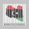 Barcode set the shape to Libya map outline and the color of Libya flag on white barcode with grey background