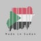 Barcode set the shape to Sudan map outline and the color of Sudan flag on grey background