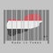 Barcode set the shape to Yemen map outline and the color of Yemen flag on dark grey barcode with grey background