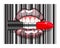 Barcode strip makeup of female mouth with lipstick