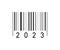 Barcode style number 2023 icon. Scan sign vector