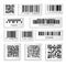 Barcodes or products sticker with cipher or serial number isolated icons