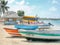 Barcos apilados en la playa de rincon del mar en el Caribe colombiano. San onofre, Sucre. Colombia