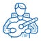 bard playing on guitar doodle icon hand drawn illustration