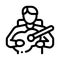 Bard playing on guitar icon vector outline illustration