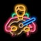 bard playing on guitar neon glow icon illustration