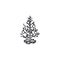 Bare christmas tree with baubles vector line icon