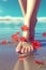 Bare feet in flowers. Concept of pedicure