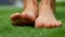 Bare feet on the grass. The green grass in the park beckons to be barefoot