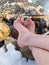 Bare Feet warming at a Campfire in winter