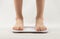 Bare feet on weight scale, overweight control, obese problem, lost weight concept