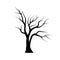 Bare tree silhouette icon. Black icon of a leafless tree. Concept of solitude