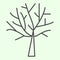 Bare tree thin line icon. Halloween dead leafless plant outline style pictogram on white background. Nature death with